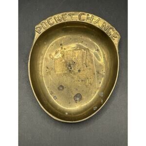 Brass Pocket Change Dish Vintage Mid-Century 1950s, Solid Brass, Trinkets Tray